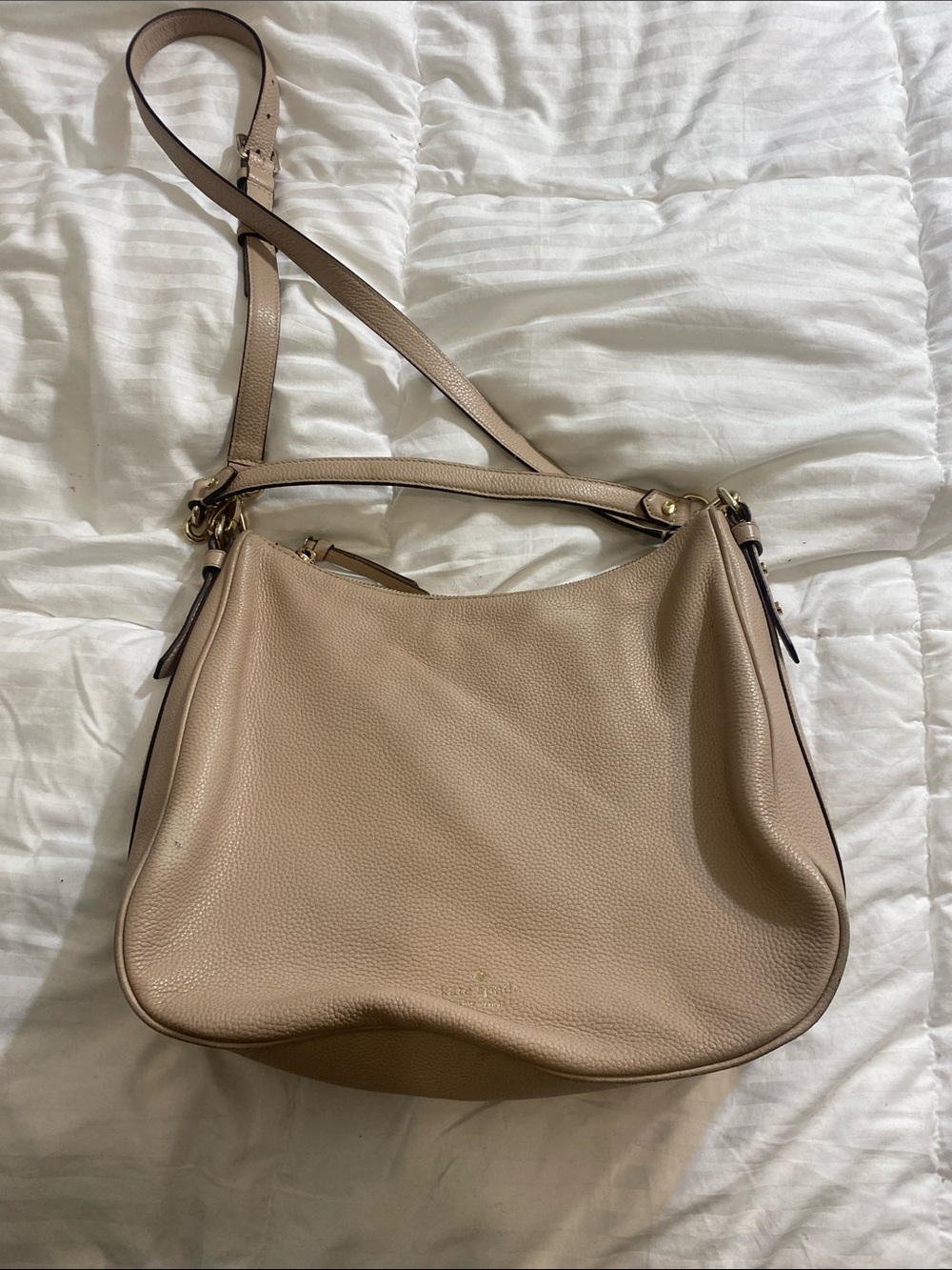 Kate Spade Beigish Tan Colored Pebbled Leather Bag